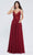 J'Adore - J20001 Floral Lace Applique Gown Special Occasion Dress 2 / Wine