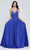 J'Adore - J20010 Deep V-Neck Satin A-Line Dress Special Occasion Dress 2 / Royal