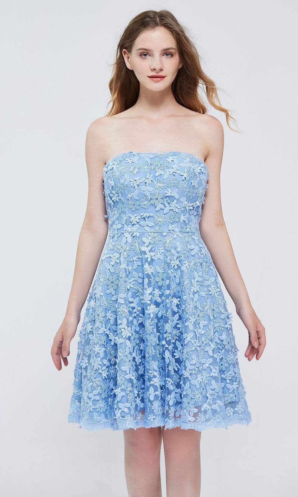 J'Adore Dresses - J20084 Strapless Floral Short A-line Dress Couture Candy J'Adore Dresses - J20084 Strapless Floral Short A-line Dress Couture Candy