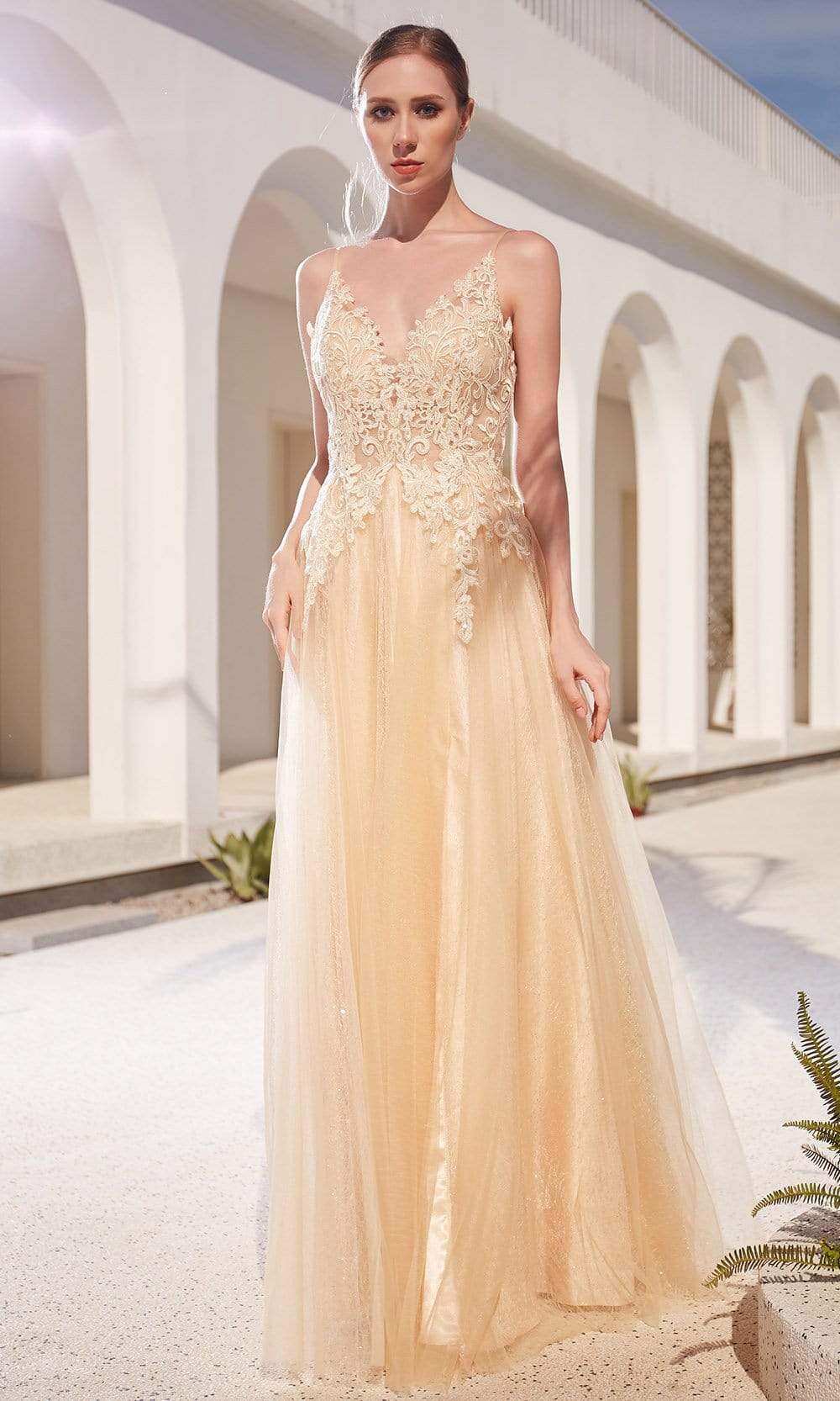 J'Adore Dresses - JM104 Lace Applique Bodice Glitter Tulle A-Line Gown Couture Candy J'Adore Dresses - JM104 Lace Applique Bodice Glitter Tulle A-Line Gown Couture Candy