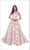 Jadore - J11343 Floral Print Strapless Embroidered Tulle Ballgown Special Occasion Dress 2 / Pink