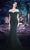 Janique - 2936 Shimmer Off Shoulder V Neck Trumpet Gown Evening Dresses 2 / Emerald