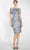 Janique 4044 - Straight Across Floral Cocktail Dress Special Occasion Dress 2 / Blue
