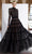Janique - K7031 Long Sleeve High Neck Lace A-Line Gown Evening Dresses 0 / Black