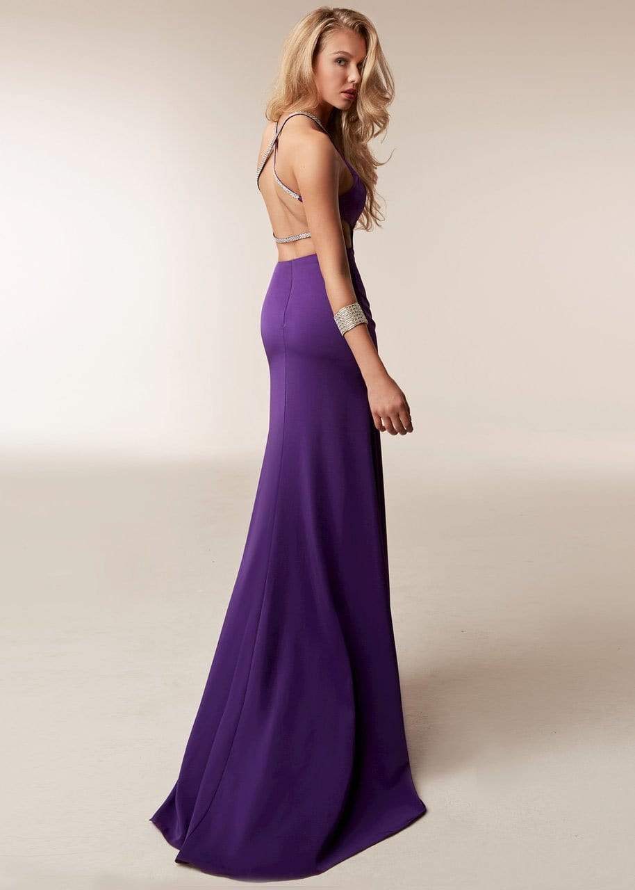 Jasz Couture - 6210 Crisscross Strapped Backless Jersey Gown Couture Candy Jasz Couture - 6210 Crisscross Strapped Backless Jersey Gown Couture Candy