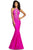 Johnathan Kayne - 2037 Jewel-Studded Illusion Plunge Halter Gown Evening Dresses 00 / Fuchsia