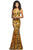 Johnathan Kayne - 2106 Sleeveless V Neck Sequin Velvet Mermaid Gown Evening Dresses 00 / Marigold/Multi