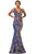 Johnathan Kayne - 2106 Sleeveless V Neck Sequin Velvet Mermaid Gown Evening Dresses 00 / Purple/Multi
