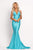Johnathan Kayne - 9213 Crystal Embellished Plunging V-Neck Gown Special Occasion Dress 00 / Aqua