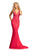 Johnathan Kayne - 9213 Crystal Embellished Plunging V-Neck Gown Special Occasion Dress 00 / Coral