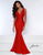 Johnathan Kayne - 9213 Crystal Studded Empire Waist Fitted Mermaid Gown Special Occasion Dress 00 / Red