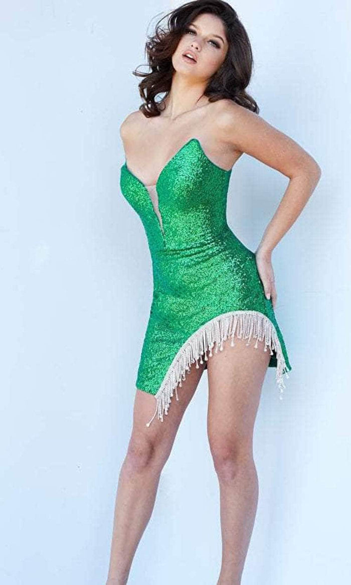 Jovani 000344 - Fully-Sequined Strapless Cocktail Dress Special Occasion Dress 00 / Green