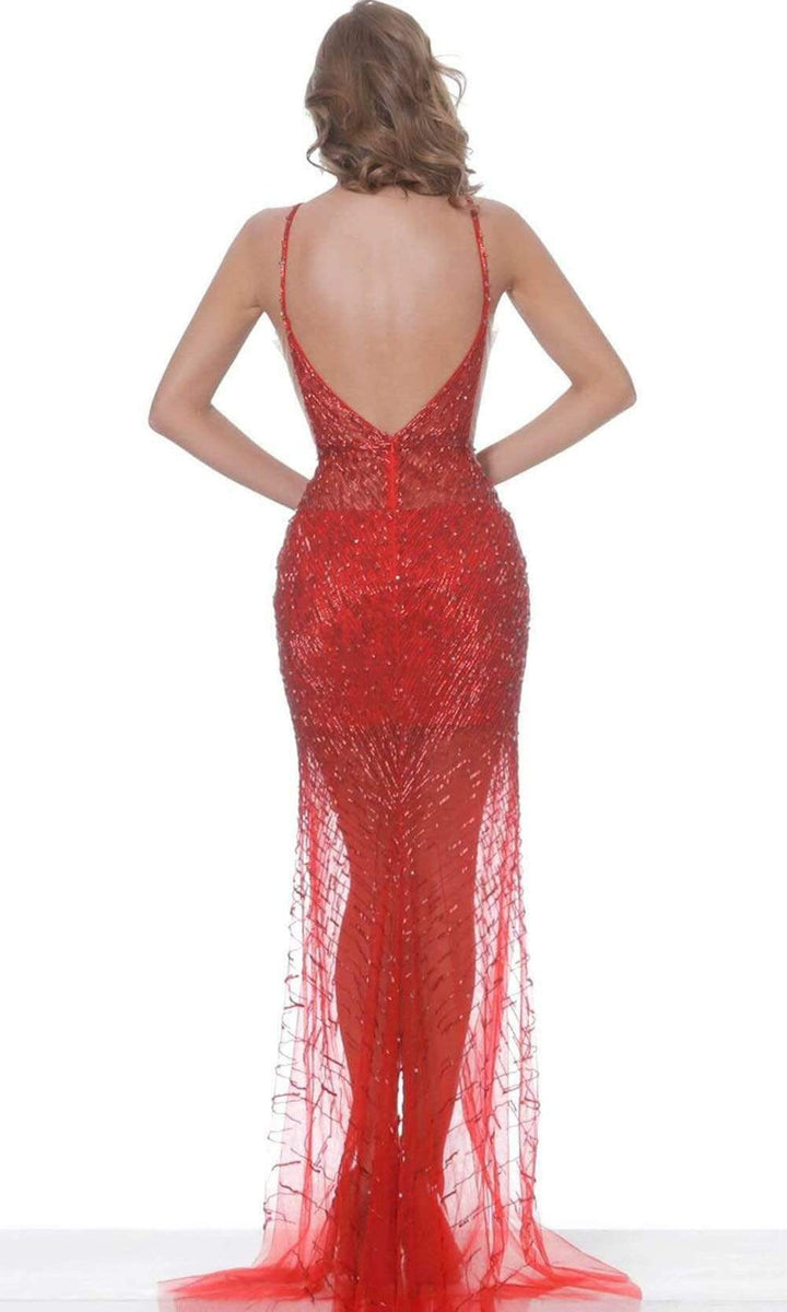 Plunging V-neck Sheath Prom Dress main image 1