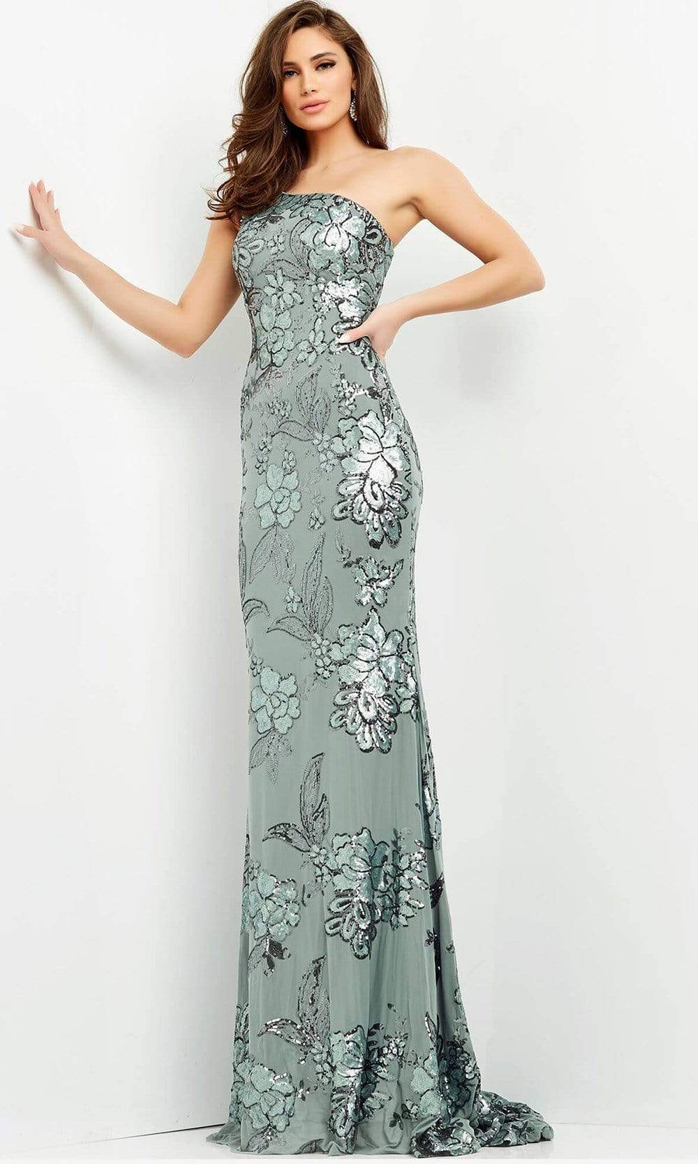 Jovani - 04331 Floral Sequin Embellished One Shoulder Fitted Gown 22 / Sage - Shop Jovani dresses on Couture Candy at CoutureCandy.com Jovani - 04331 Floral Sequin Embellished One Shoulder Fitted Gown 22 / Sage - Shop Jovani dresses on Couture Candy at CoutureCandy.com
