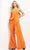 Jovani - 04427 Strapless Sweetheart Ruffle Wide Leg Jumpsuit Special Occasion Dress 00 / Orange