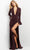Jovani 04965 - Plunging V-Neck Fitted Evening Gown Evening Dresses 00 / Plum
