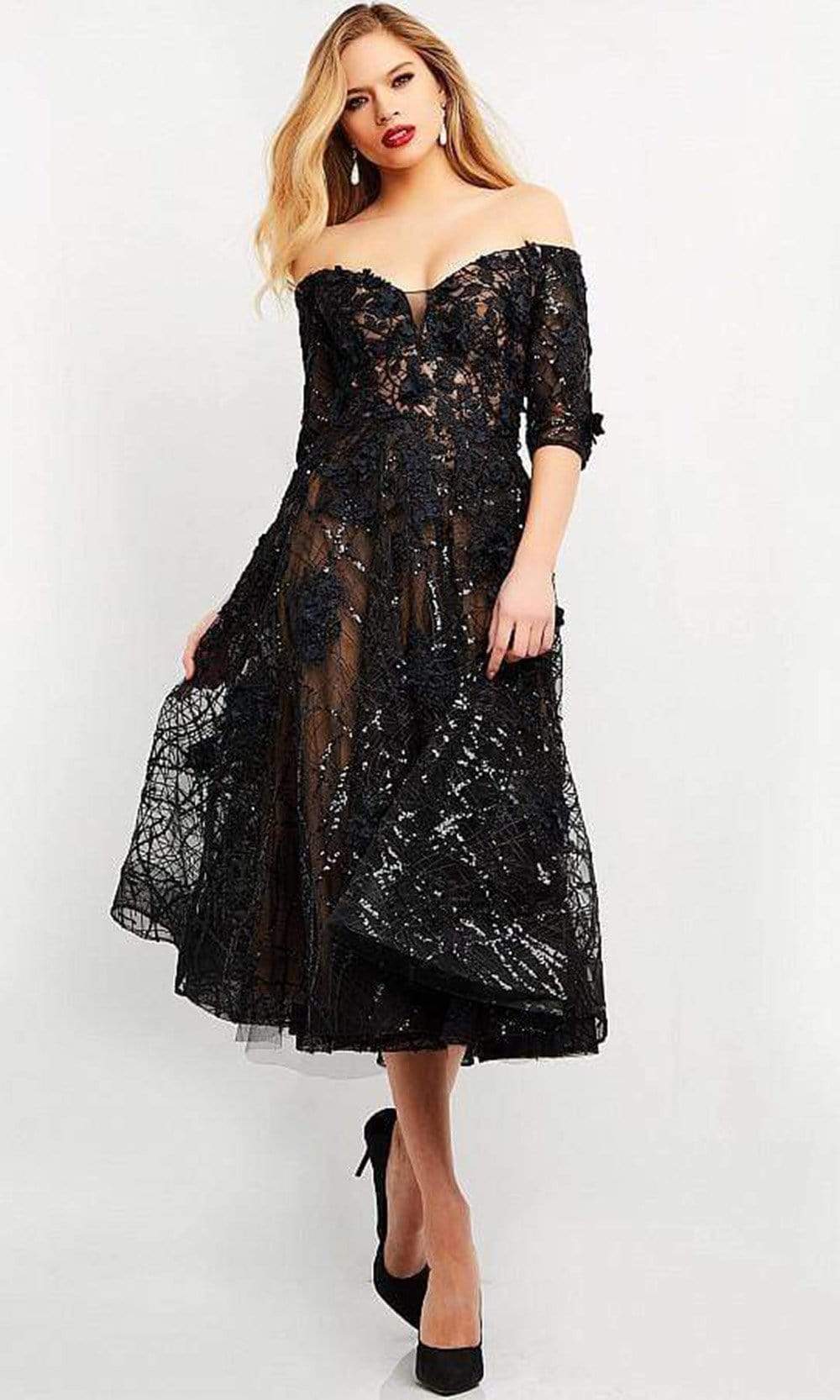 black off the shoulder sweetheart dress Vesper bengaline sweetheart neckline off the shoulder maxi dress in black