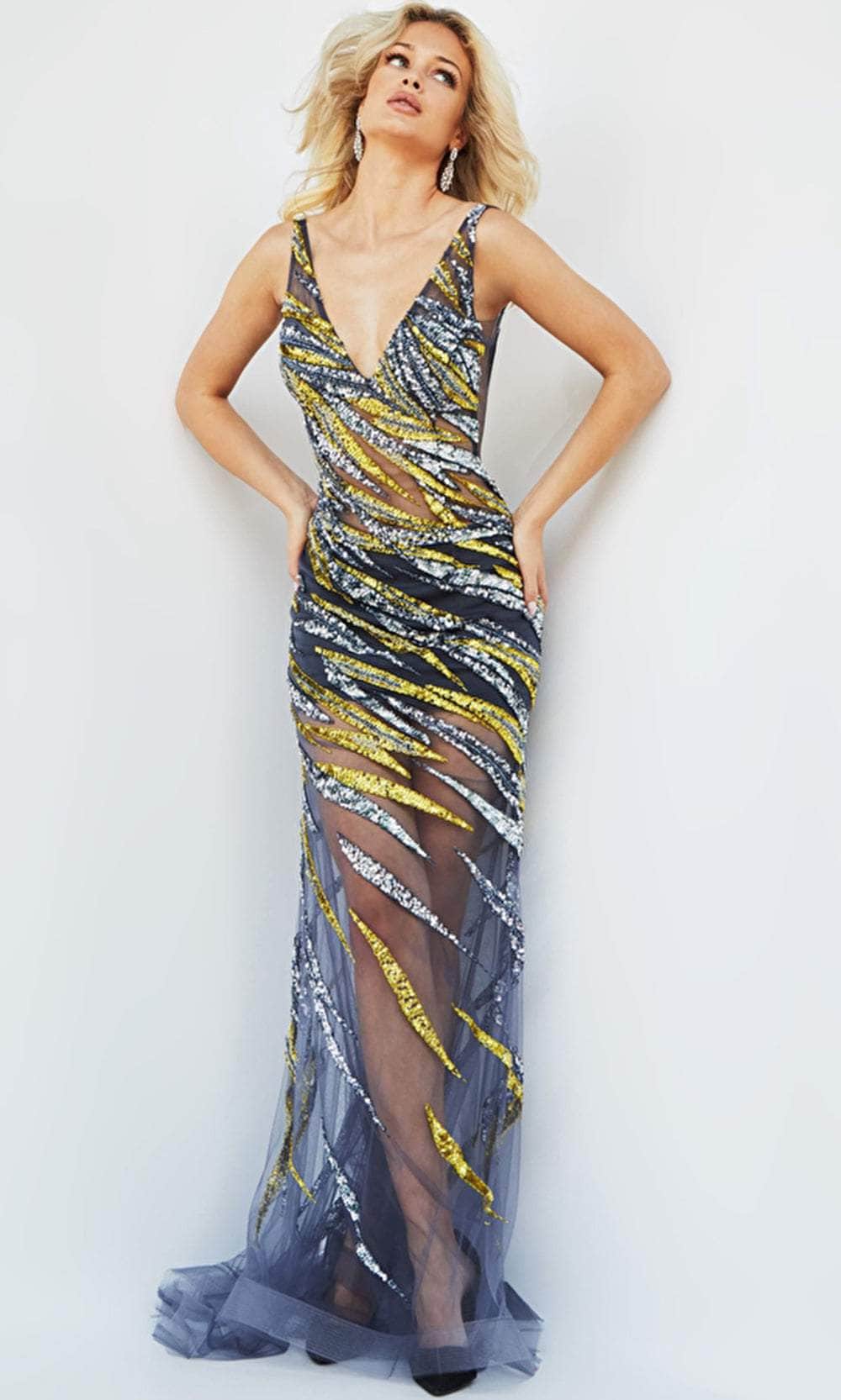sequin metal v neck dress Demure Deep V-Neckline Sequin Dress Silver