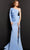 Jovani 06998 - Long Sleeve Peplum Evening Dress Special Occasion Dress 00 / Light-Blue