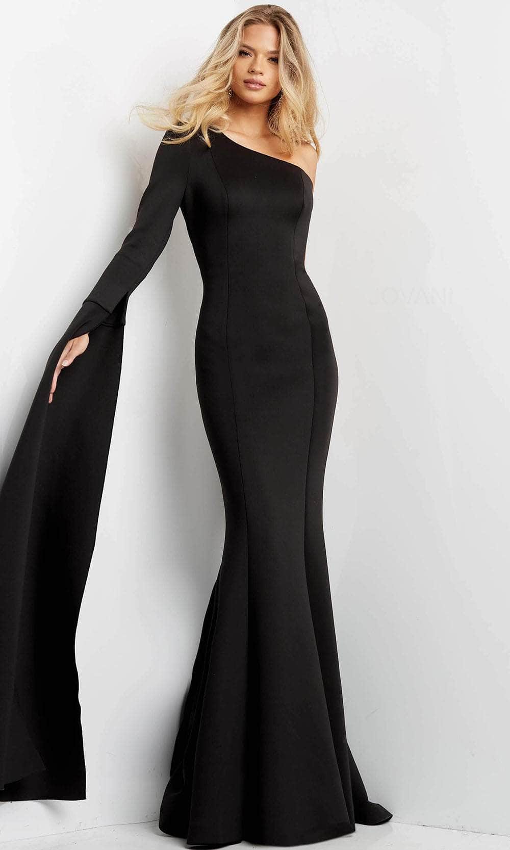 Jovani 07128 - Split Sleeve Cascade Evening Dress Jovani 07128 - Split Sleeve Cascade Evening Dress