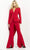 Jovani - 07209 Racer Back Two Piece Pantsuit Evening Dresses 00 / Red