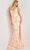 Jovani - 08255 V-Neck Floral Sequin High Slit Dress Prom Dresses 00 / Ivory/Light Orange