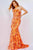 Jovani 08460 - Floral Sequin Prom Dress Prom Dresses 00 / Orange