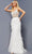 Jovani 08525 - V-Neck Feathered Sheath Prom Dress Special Occasion Dress 00 / Off-White