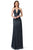 Jovani - 1551 Sleeveless Deep V-Neck Sheath Dress With Train Evening Dresses 00 / Black/Blue