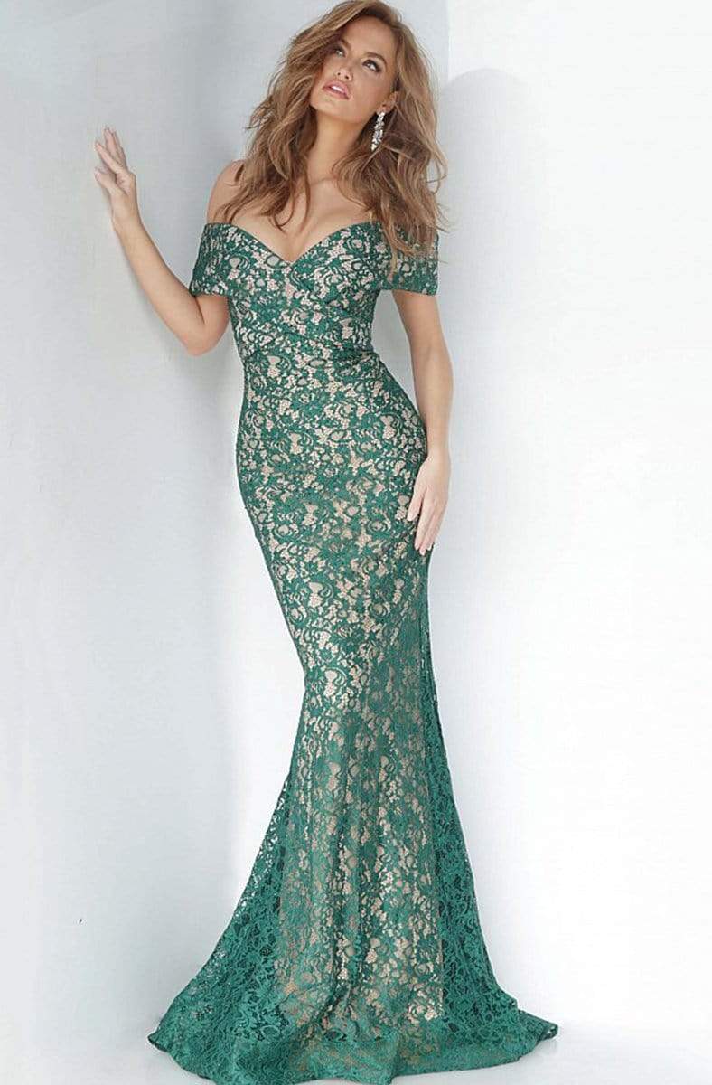 Jovani - 1974 Off-Shoulder Lace Mermaid Dress Couture Candy Jovani - 1974 Off-Shoulder Lace Mermaid Dress Couture Candy