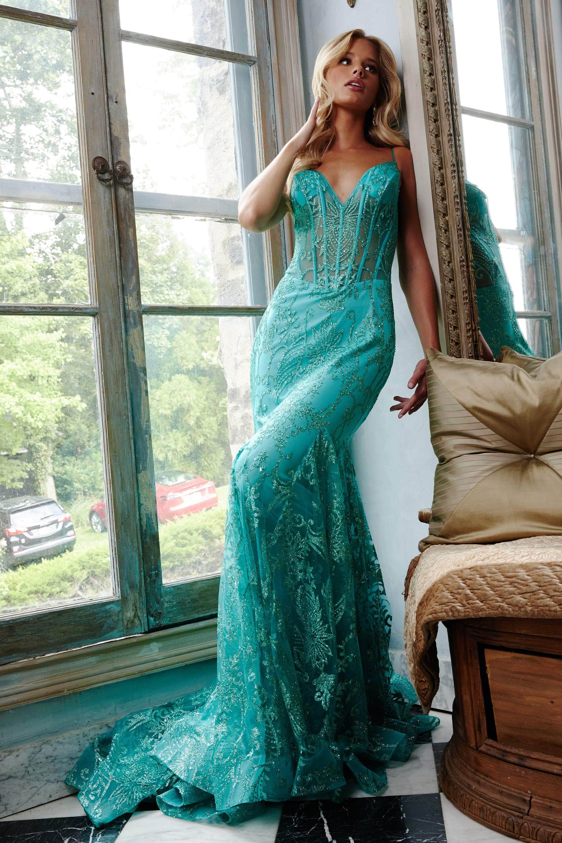 corset bodice formal dress Sleek Satin Corset Lace-Up Back Prom Dress Sherri Hill 56163