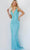 Jovani 22712 - Fringe-Styled Sheath Evening Gown Evening Dresses 00 / Turquoise