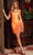 Jovani 23058 - Sequined V Neck Cocktail Dress Cocktail Dresses 00 / Orange