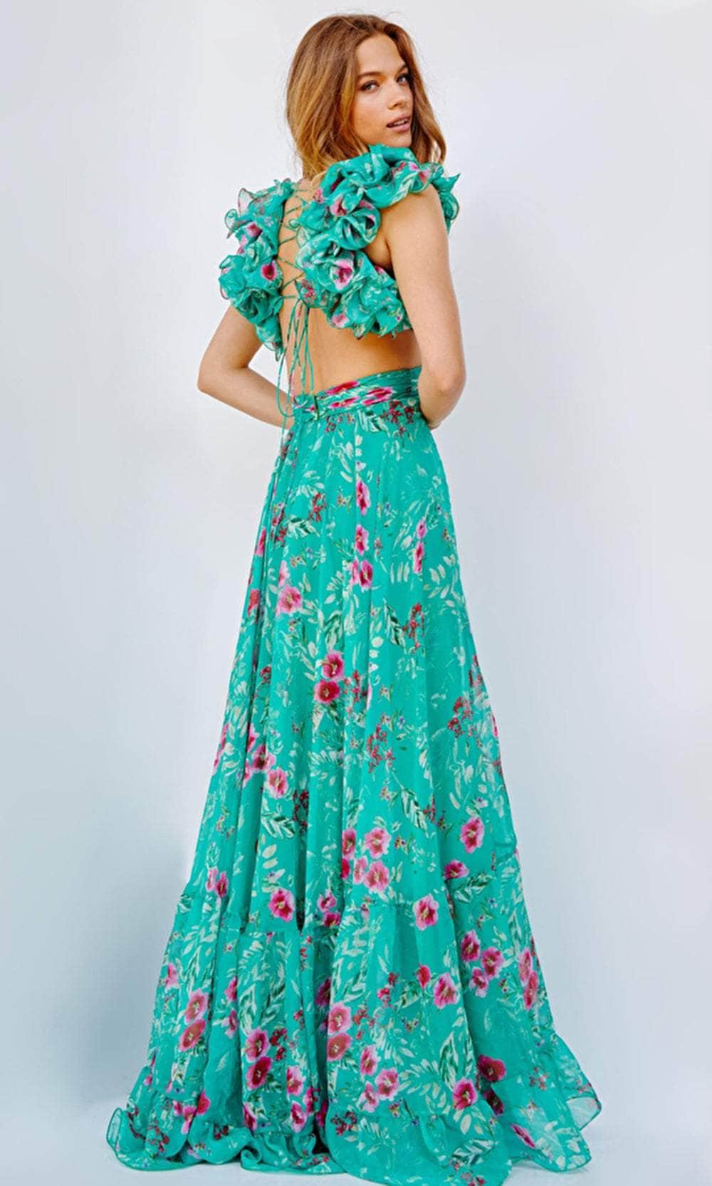 Jovani 23321 - Floral Printed A-line Flowy Gown Couture Candy Jovani 23321 - Floral Printed A-line Flowy Gown Couture Candy