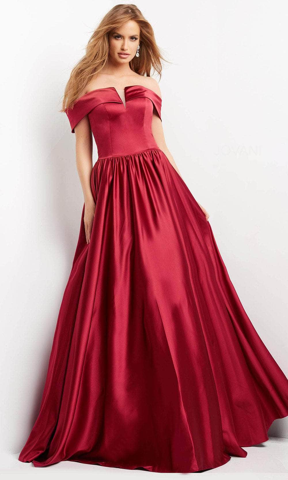 jovani red off the shoulder dress Jovani 37517 Off Shoulder Sequin Ruched Bodice High Slit Prom Dress