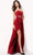 Jovani - 4517 Strapless Jewel Accent High Slit A-Line Evening Dress Evening Dresses 00 / Burgundy