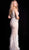 Jovani - 55796 Sleeveless Embellished V-neck Feathered Dress in Ivory