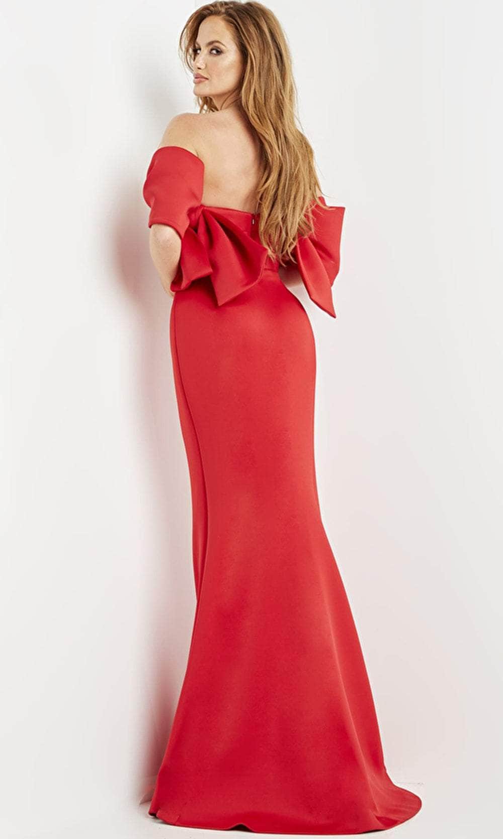 Jovani 09064 - Off-Shoulder Bow Sleeves Evening Dress 22 / Navy Jovani 09064 - Off-Shoulder Bow Sleeves Evening Dress 22 / Navy