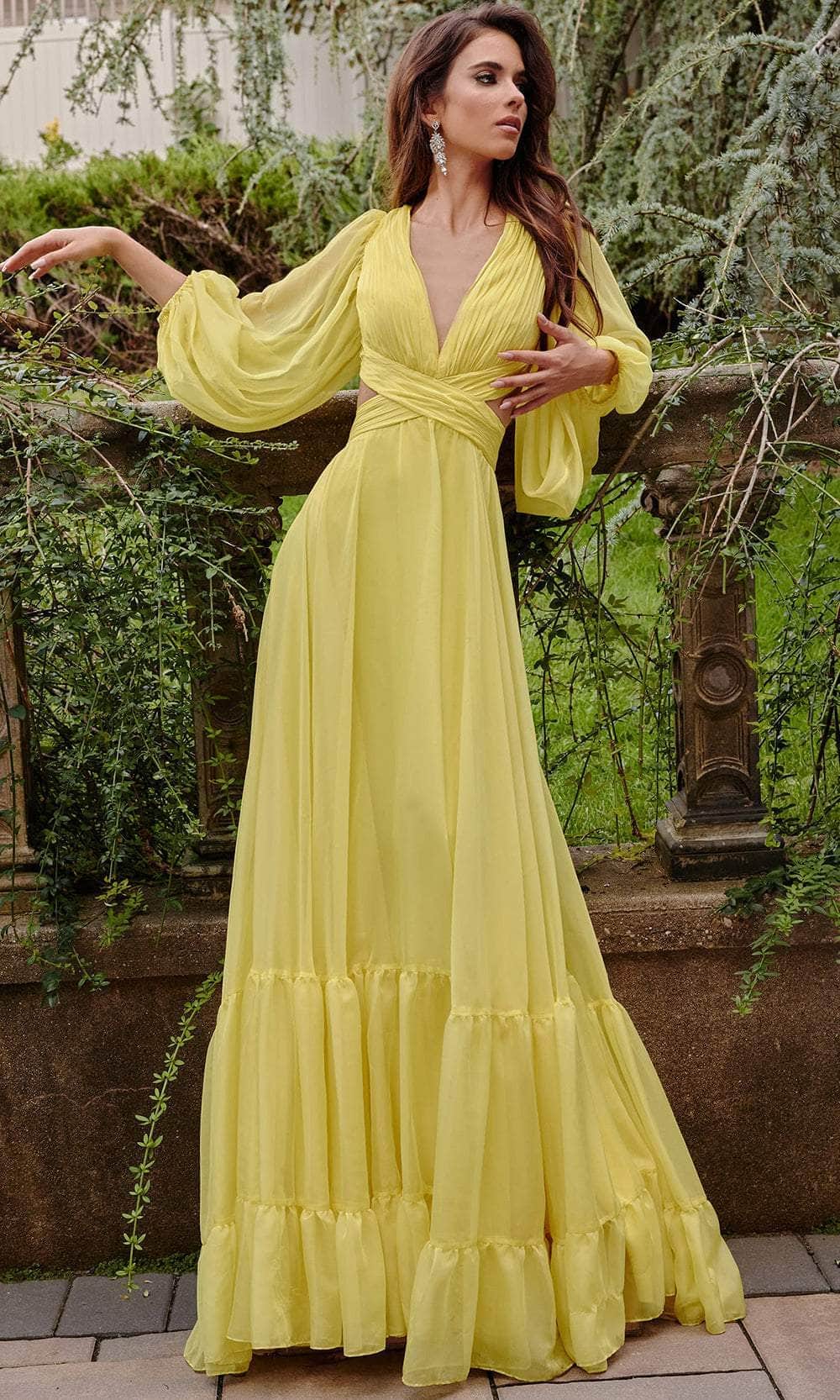 Jovani - Bishop Sleeve Cutout Long Dress 23325SC - Shop Jovani dresses on Couture Candy at CoutureCandy.com Jovani - Bishop Sleeve Cutout Long Dress 23325SC - Shop Jovani dresses on Couture Candy at CoutureCandy.com