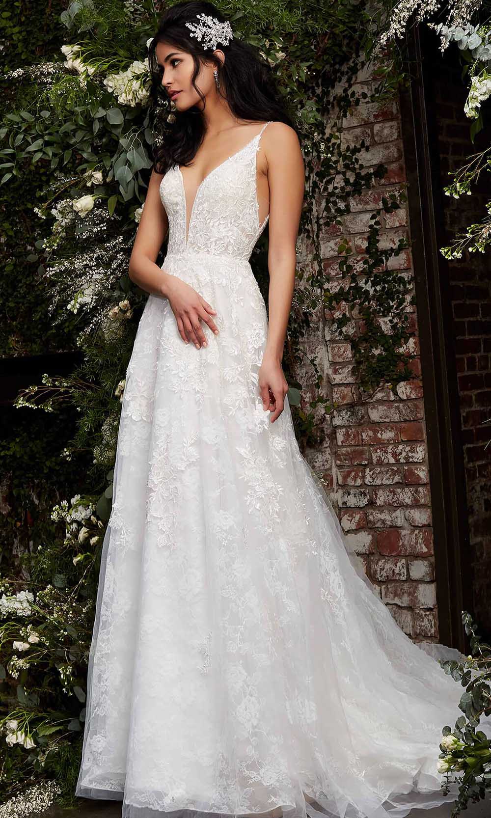 Jovani Bridal - JB07147 Floral Lace Embroidered A-Line Bridal Gown 0 / Ivory - Shop Jovani Bridal Dresses On Couture Candy at CoutureCandy.com Jovani Bridal - JB07147 Floral Lace Embroidered A-Line Bridal Gown 0 / Ivory - Shop Jovani Bridal Dresses On Couture Candy at CoutureCandy.com