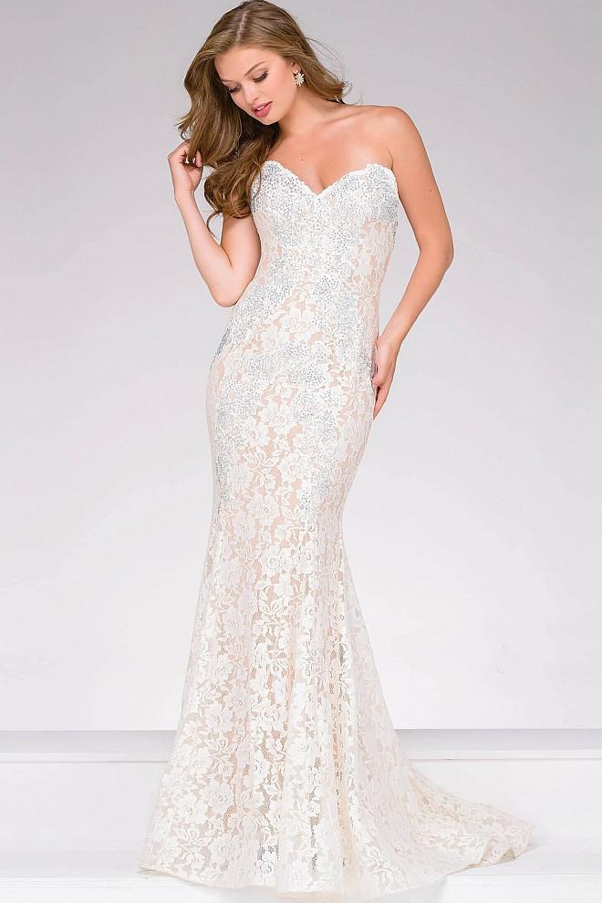 Jovani - Crystal Embellished Strapless Lace Prom Dress 37334 14 / Ivory - Shop Jovani dresses on Couture Candy at CoutureCandy.com Jovani - Crystal Embellished Strapless Lace Prom Dress 37334 14 / Ivory - Shop Jovani dresses on Couture Candy at CoutureCandy.com