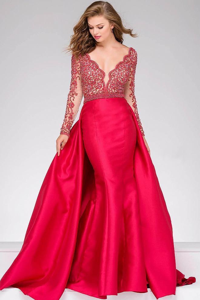 Jovani Embellished V-Neck Overskirt Gown 46708A – Couture Candy