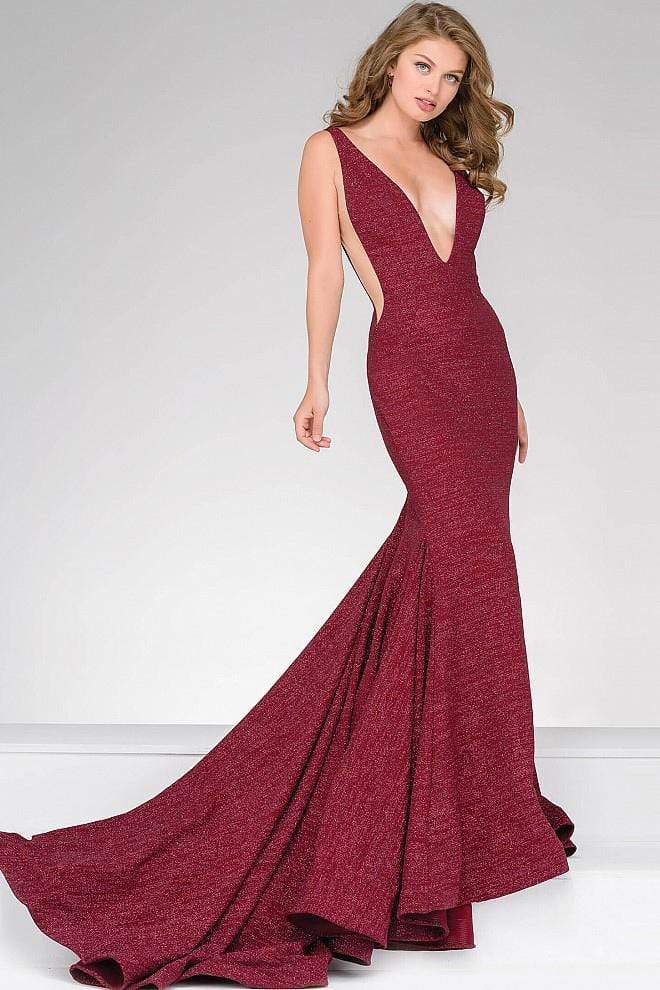 Jovani - Fitted Plunging V- Neckline Prom Dress 47075 Jovani - Fitted Plunging V- Neckline Prom Dress 47075