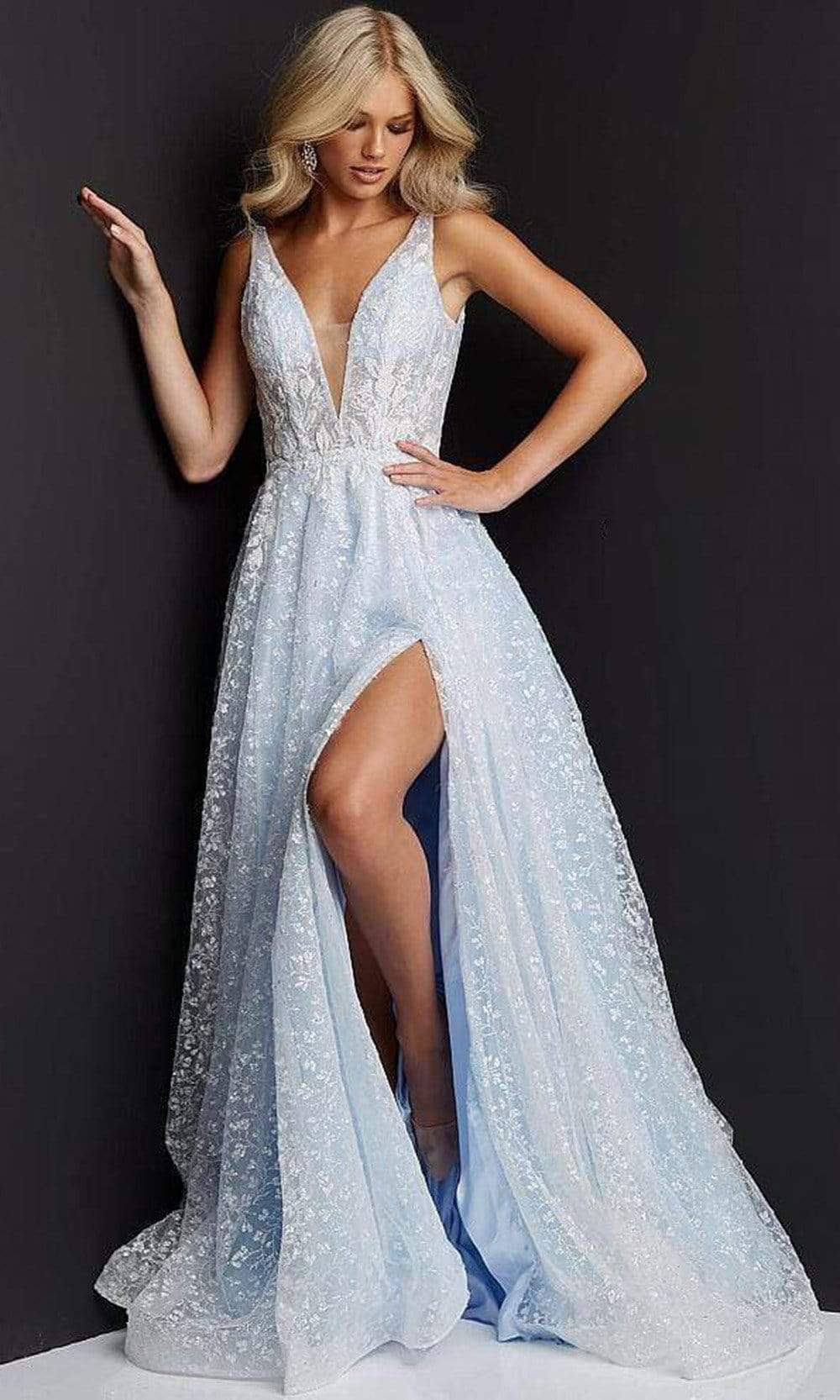 Strapless Jovani Ivory Dress JVN By Jovani JVN08421 Floral Slit A-Line Plus Size Prom Gown Light-Blue Shop JVN By Jovani Dresses On Couture Candy At Strapless Jovani Ivory Dress JVN By Jovani JVN08421 Floral Slit A-Line Plus Size Prom Gown Light-Blue Shop JVN By Jovani Dresses On Couture Candy At