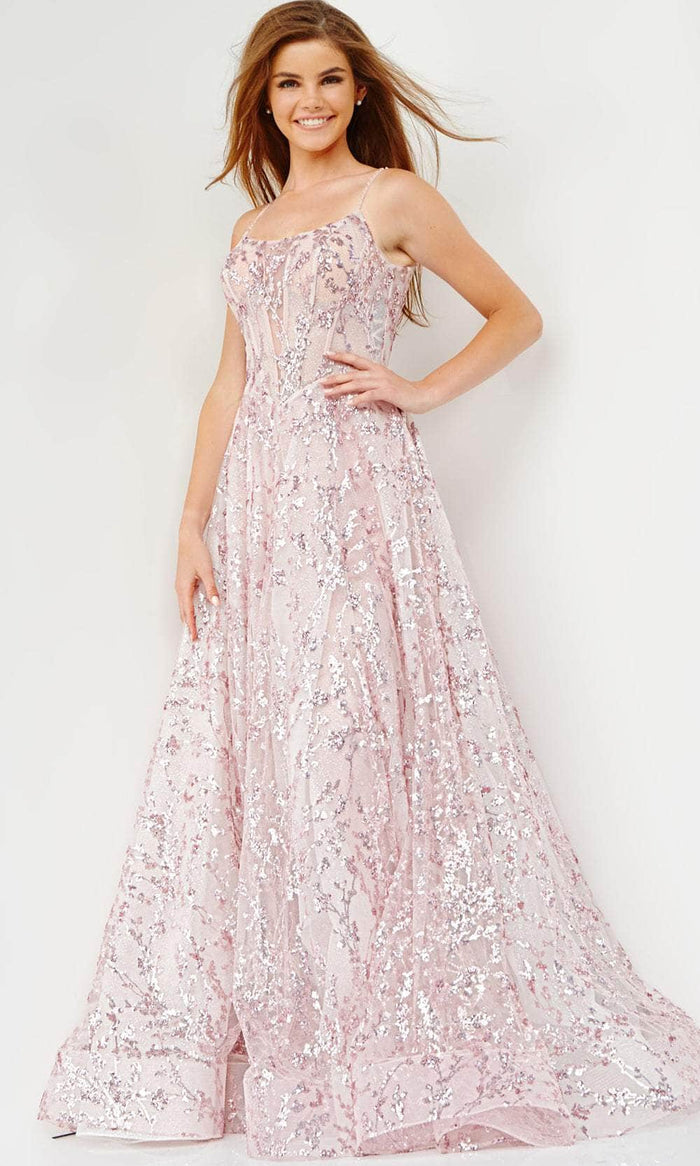 Jovani JVN22356 - Scoop Neck Sequin Prom Gown Prom Gown 00 / Blush