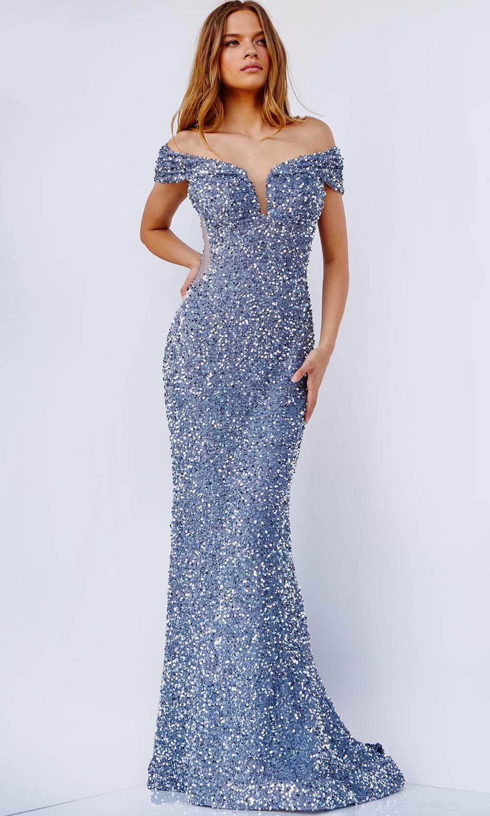 Jovani Sequin Prom Dress JVN23114 - PromGirl Grey / 4 Jovani Sequin Prom Dress JVN23114 - PromGirl Grey / 4