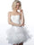 Jovani - JVN3099 Embroidered Tiered Strapless Cocktail Dress Special Occasion Dress 00 / Off-White