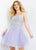 Jovani - JVN63635 Gilded Straight Across Neck Mesh A-line Dress Homecoming Dresses 0 / Light Lavender / Silver