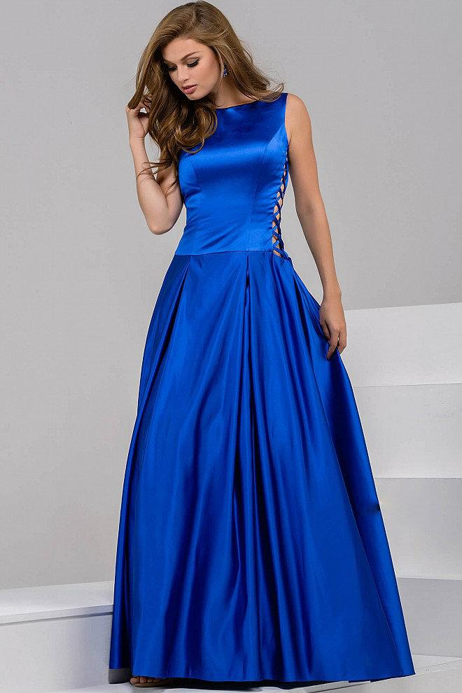 Jovani - Stunning Satin Boat Neckline V Back Ball Gown 42470 Couture Candy Jovani - Stunning Satin Boat Neckline V Back Ball Gown 42470 Couture Candy