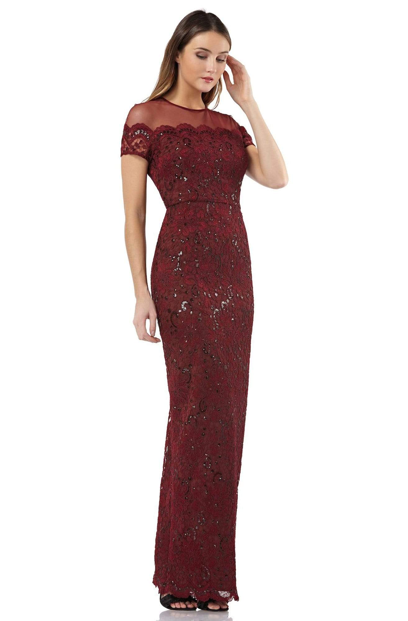 JS Collections - 866648 Illusion Floral Lace Embroidered Mesh Dress Couture Candy JS Collections - 866648 Illusion Floral Lace Embroidered Mesh Dress Couture Candy